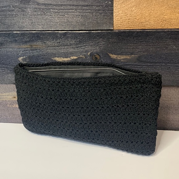 Large Black Sturdy Crochet Envelope Bag | Carry Purse | Satchel | IPad Travel - Picture 2 of 8